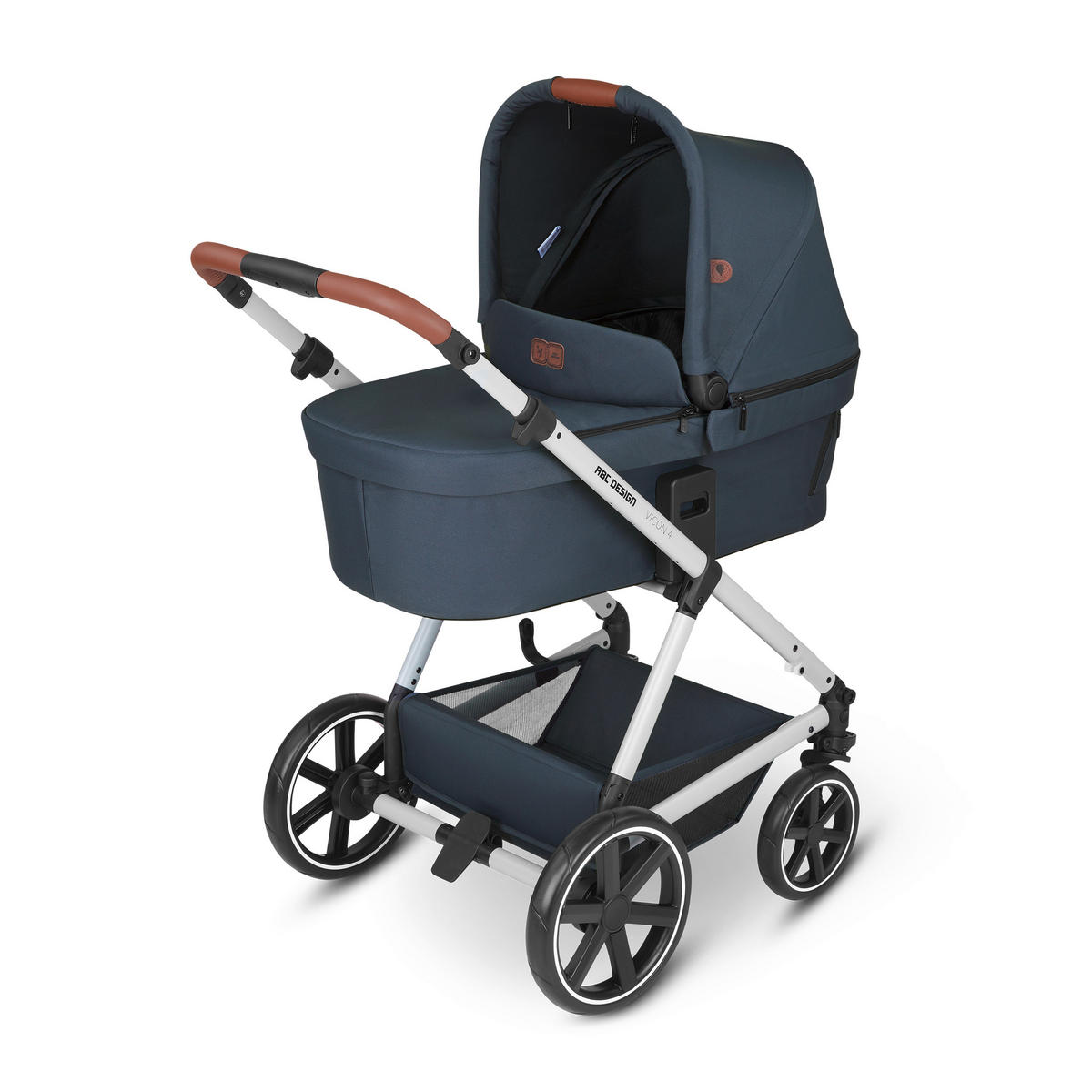 KINDERWAGENSET  Vicon 4  Lake  - Silberfarben/Dunkelblau, Basics, Textil/Metall (91/61/110cm) - ABC Design