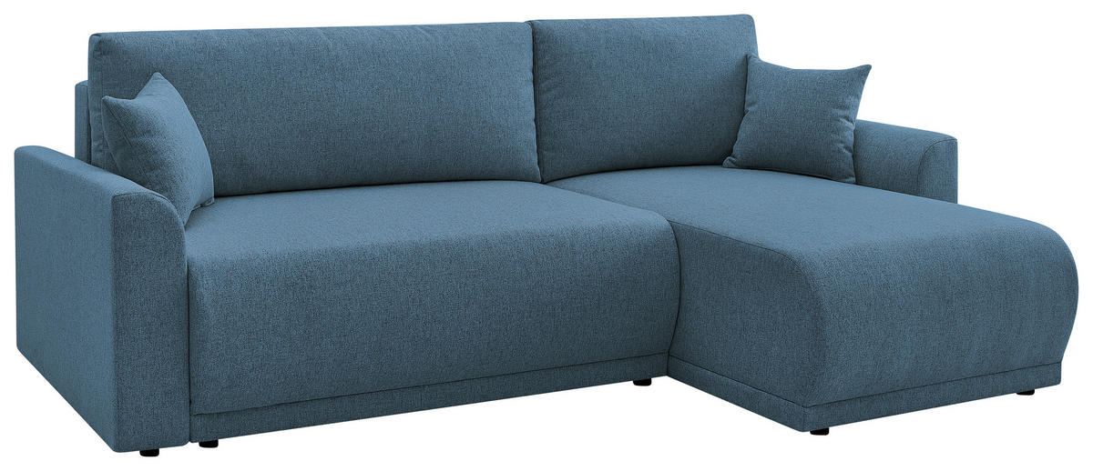 ECKSOFA KIMMY Blau Flachgewebe Zierkissen, Rückenkissen, Bettkasten  - Blau/Schwarz, Design, Kunststoff/Textil (233/146cm) - P & B