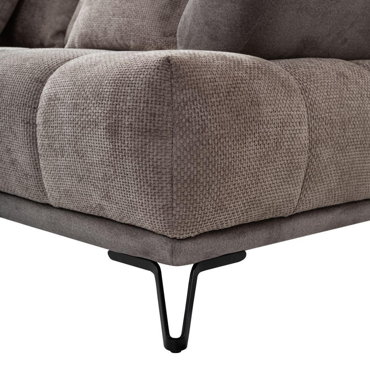 HÖRNSOFFA i chenille taupe  - svart/taupe, Modern, metall/textil (184/262cm) - MID.YOU