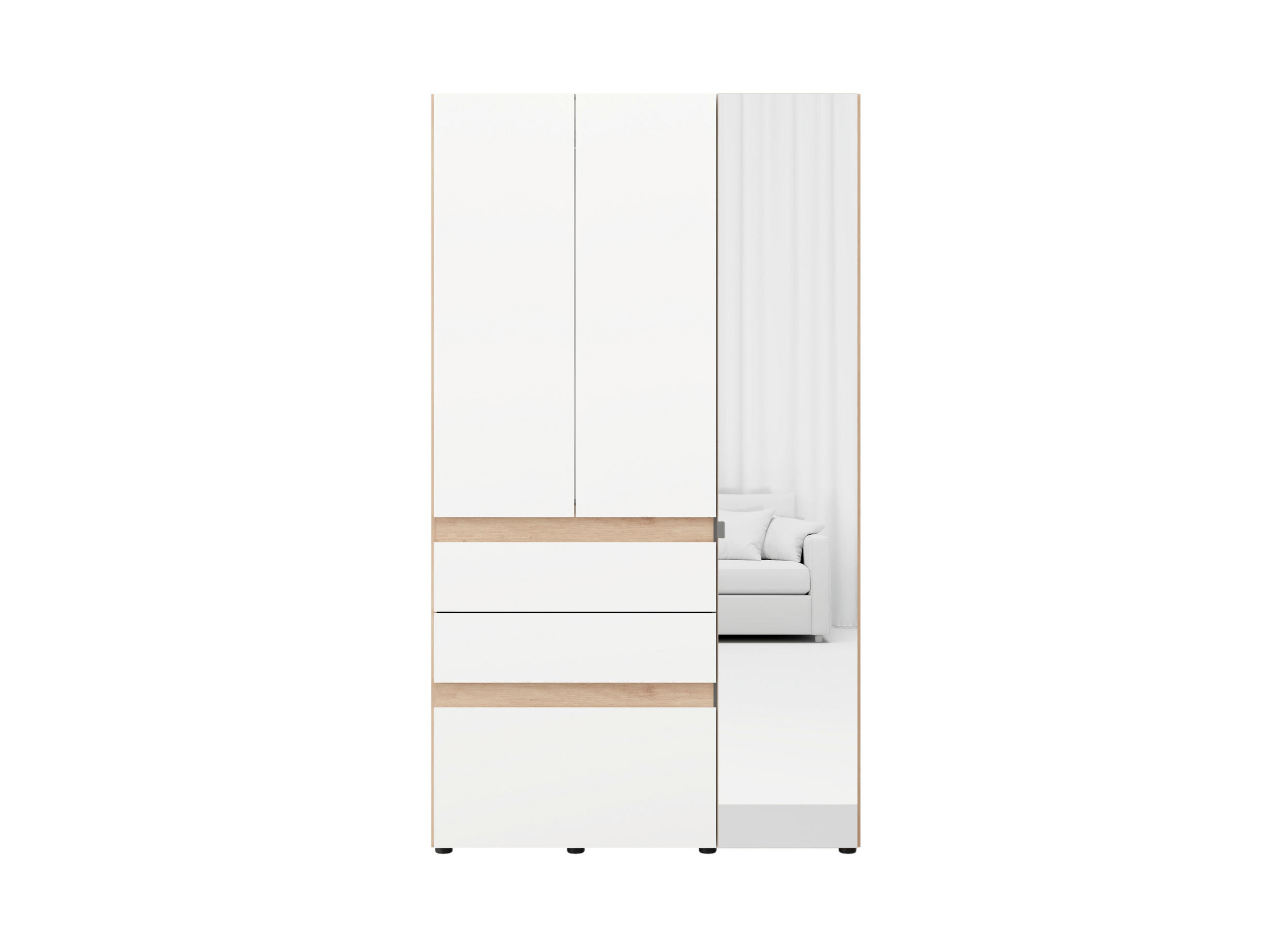 ORMAR ZA ODJEĆU bijela, hrast Artisan   - bijela/hrast Artisan, Moderno, staklo/drvni materijal (117/52/207,5cm)