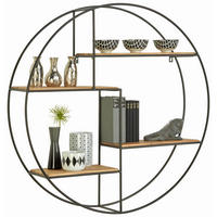 VÄGGHYLLPLAN 90/90/21 cm  - svart/akaciefärgad, Trend, metall/trä (90/90/21cm) - Landscape