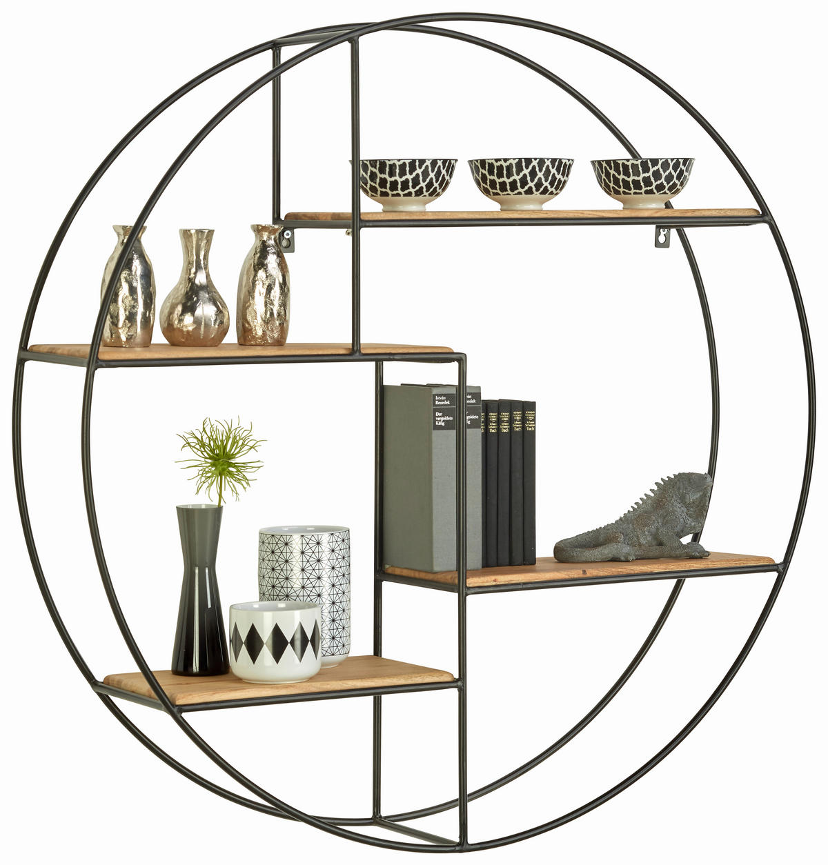 VÄGGHYLLPLAN 90/90/21 cm  - svart/akaciefärgad, Trend, metall/trä (90/90/21cm) - Landscape