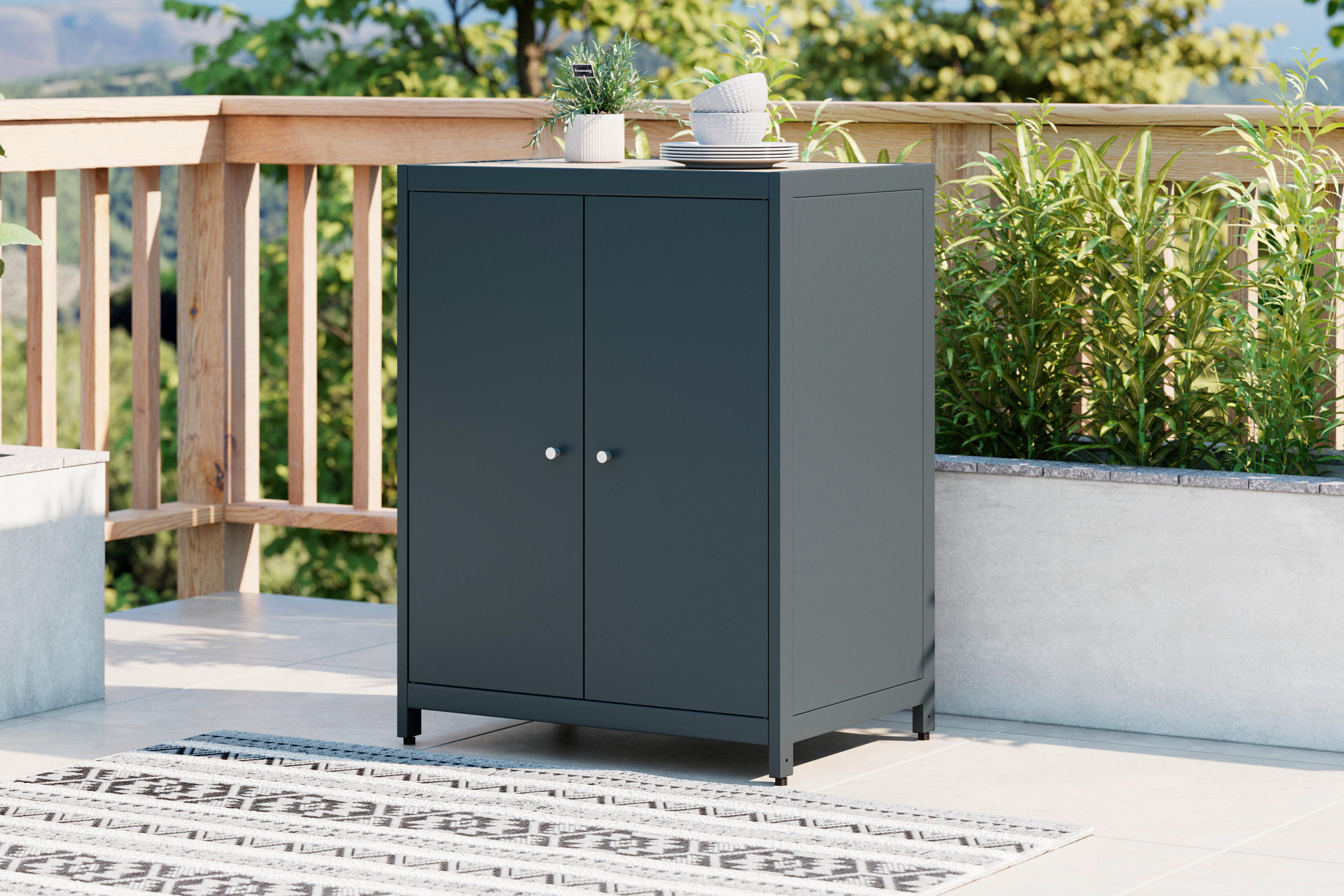 OUTDOORKÜCHE - Dunkelgrau/Silberfarben, LIFESTYLE, Kunststoff/Metall (70/91/50cm) - Ambia Garden