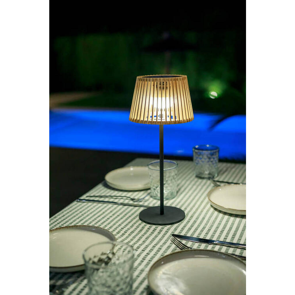 Thumbnail - New Garden Led-Tischleuchte Okinawa, Braun, Schwarz, Naturmaterialien, 16x36x16 cm, höhenverstellbar, 3 Helligkeitsstufe...