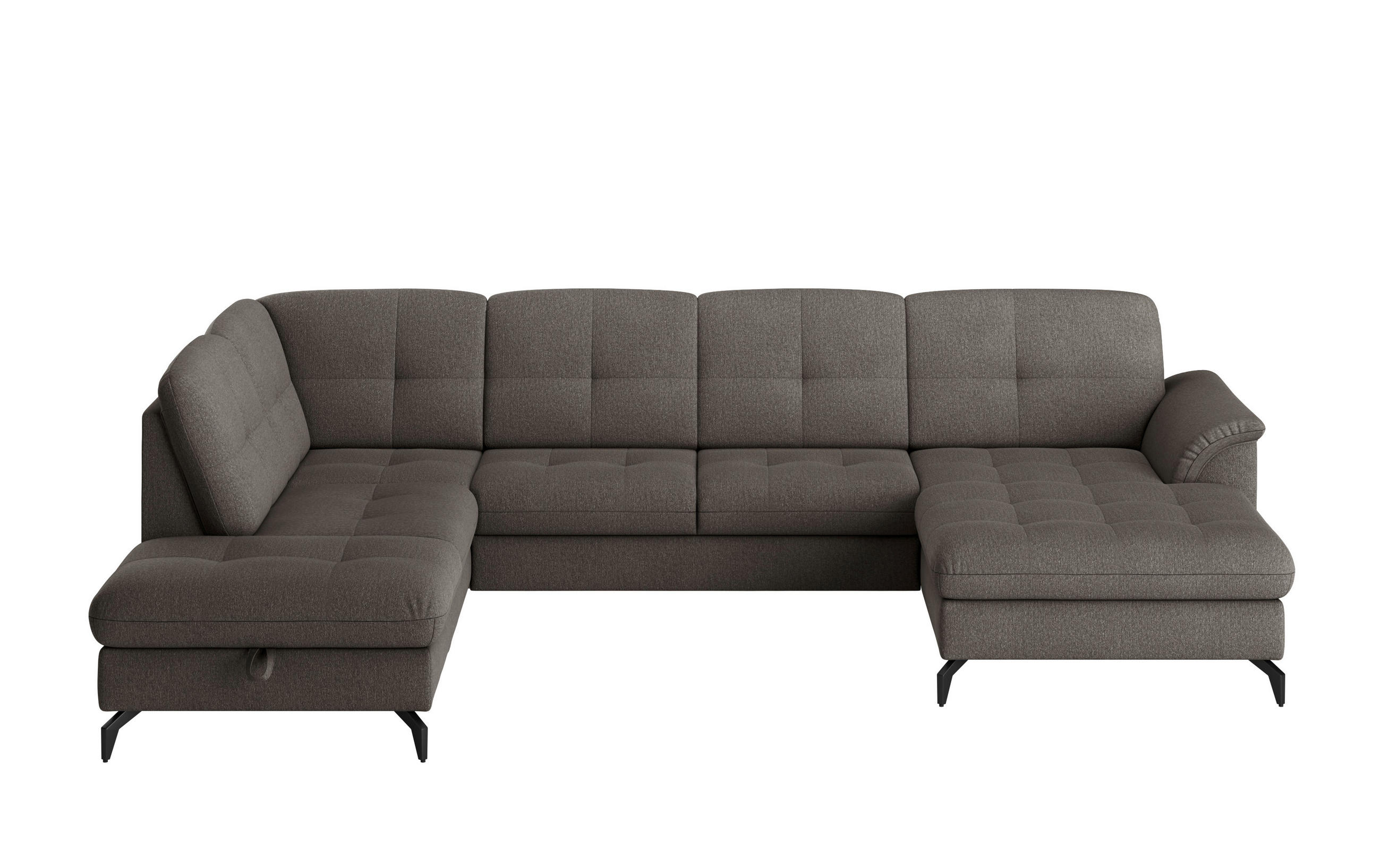 WOHNLANDSCHAFT in Flachgewebe Graphitfarben  - Schwarz/Graphitfarben, Modern, Textil/Metall (212/319/164cm) - Sit & More