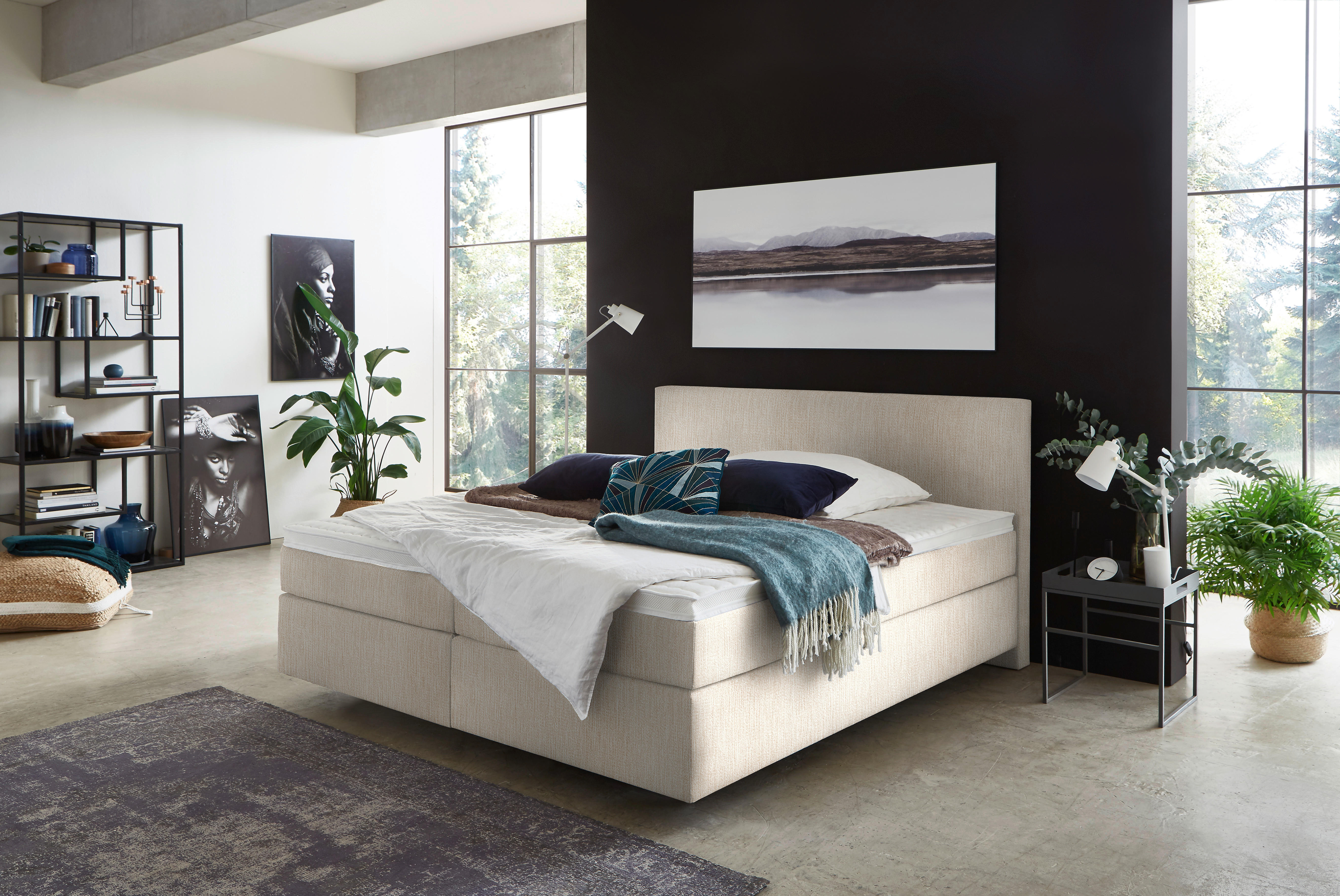 BOXSPRINGBETT 200/200 cm  in Taupe  - Taupe/Schwarz, Konventionell, Kunststoff/Textil (200/200cm) - Hom`in