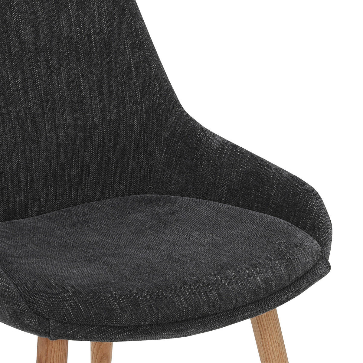 STUHL   Chenille  - Dunkelgrau/Naturfarben, Modern, Holz/Textil (52/81/56,5cm) - home24