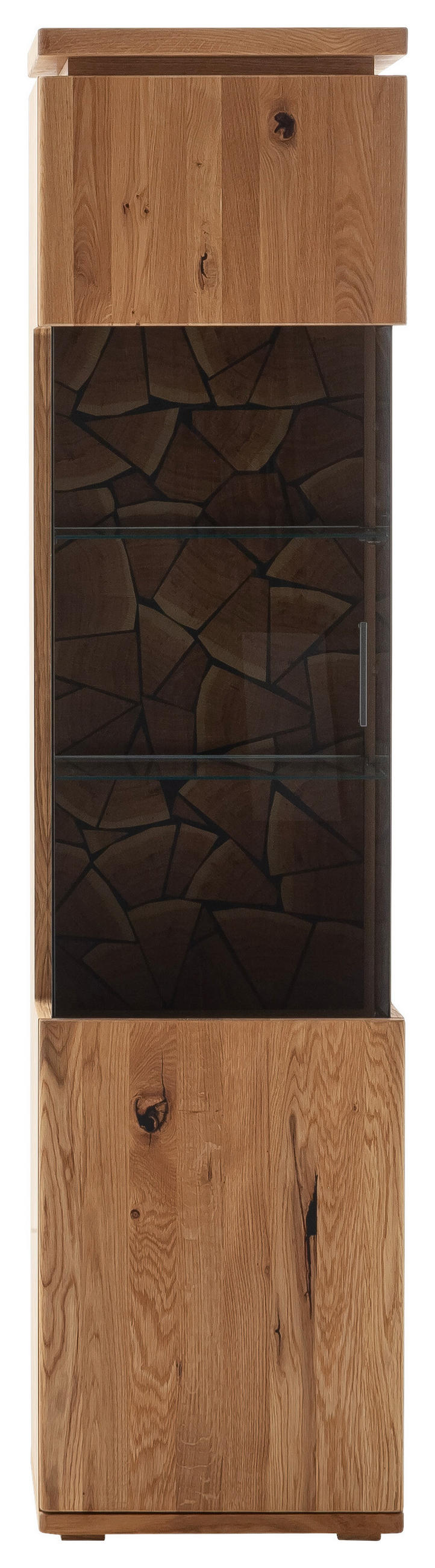 VITRÍNA, trámový dub, šedá, barvy dubu, 50/204/37 cm - šedá/barvy dubu, Natur, kov/dřevo (50/204/37cm) - Linea Natura