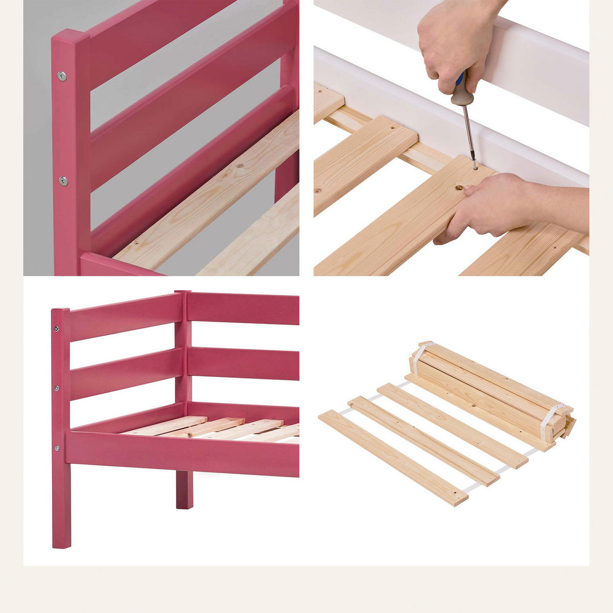 KINDER-/JUNIORBETT 70/160 cm  in Pink  - Pink, MODERN, Holz (70/160cm) - MID.YOU