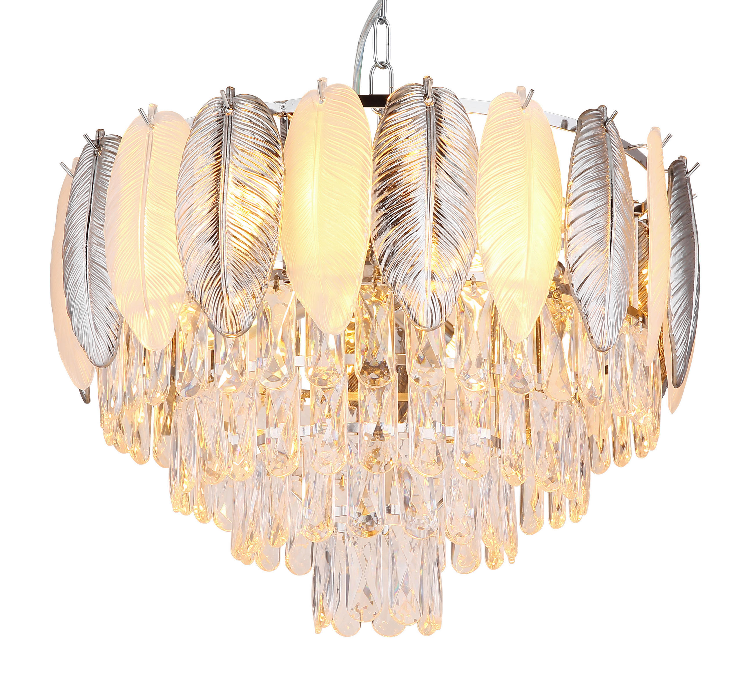 KRONLEUCHTER 52/139 cm    - Klar/Chromfarben, Konventionell, Kunststoff/Metall (52/139cm) - Globo