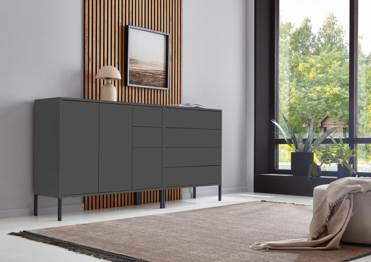 SIDEBOARD  in 184,5/86/33 cm  - Anthrazit, MODERN, Holzwerkstoff/Metall (184,5/86/33cm) - MID.YOU