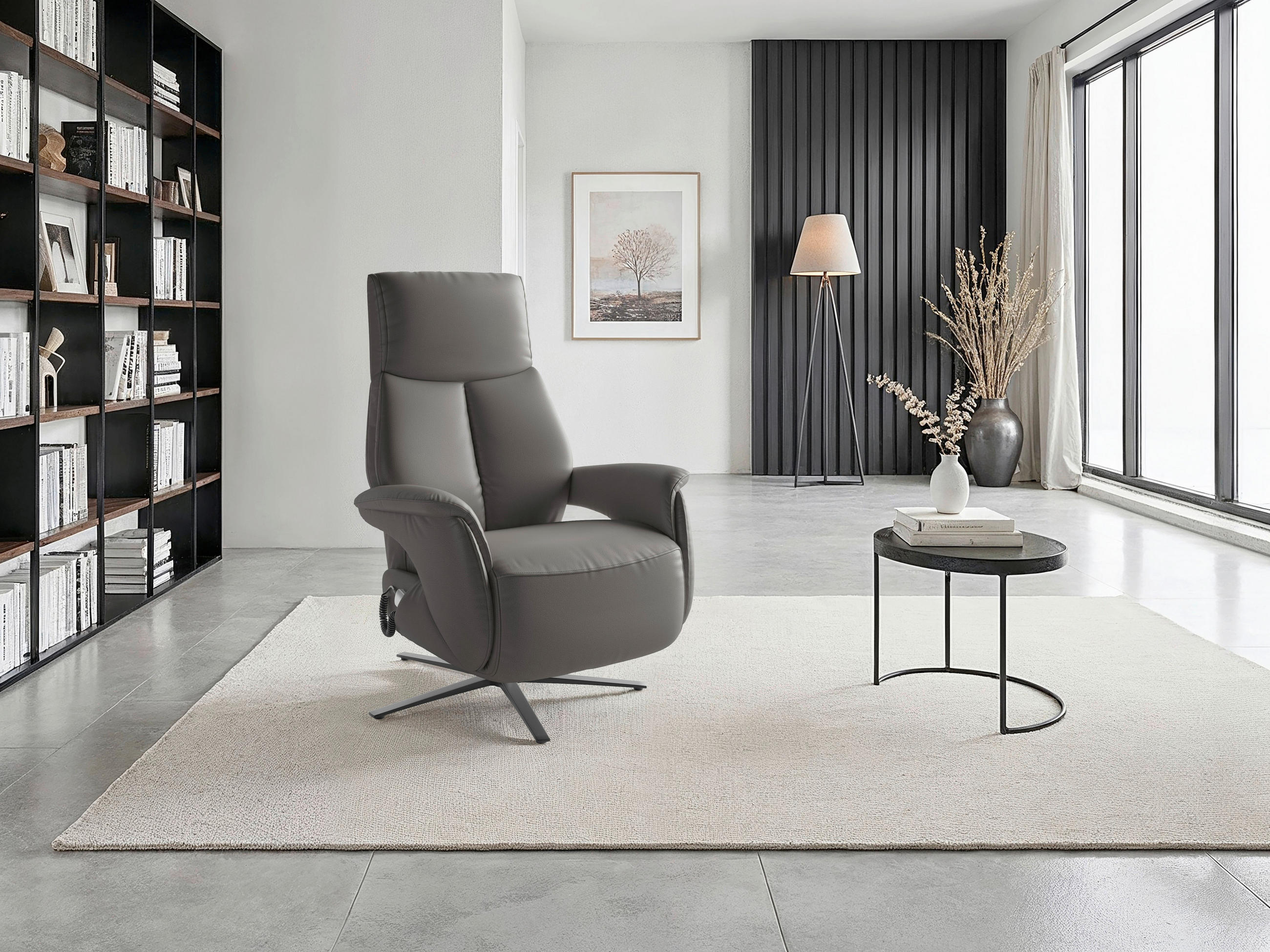 RELAXSESSEL Leder Mokka  - Schwarz/Mokka, Basics, Leder/Metall (75/110/85cm) - Sit & More