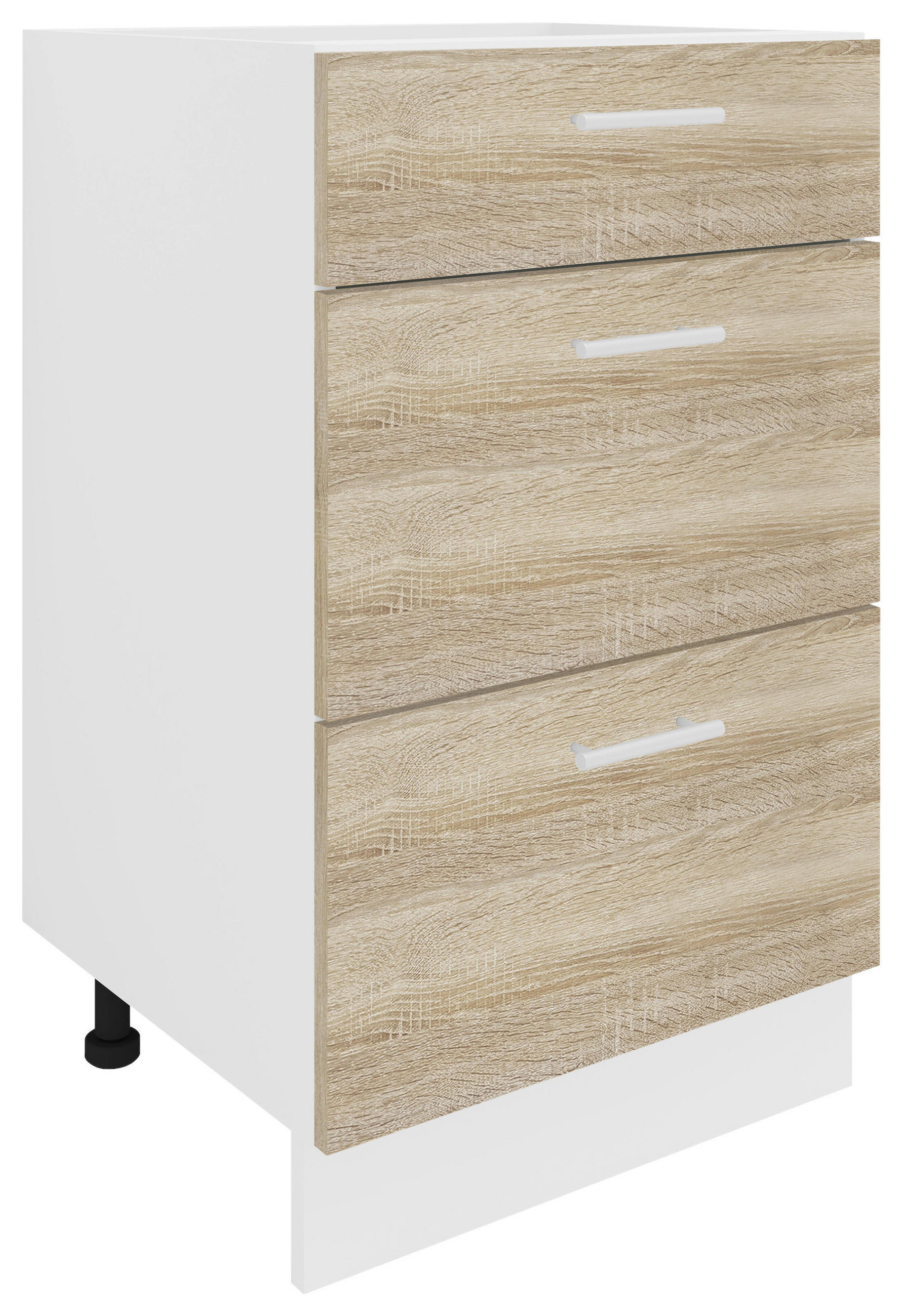 UNTERSCHRANK Sonoma Eiche - Alufarben/Schwarz, KONVENTIONELL, Holzwerkstoff/Kunststoff (50/82/46cm) - MID.YOU