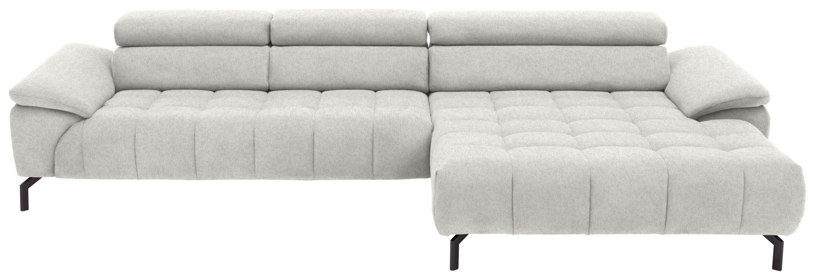 ECKSOFA in Chenille Beige  329/190 cm  - Beige/Schwarz, Design, Textil/Metall (329/190cm) - Beldomo Style