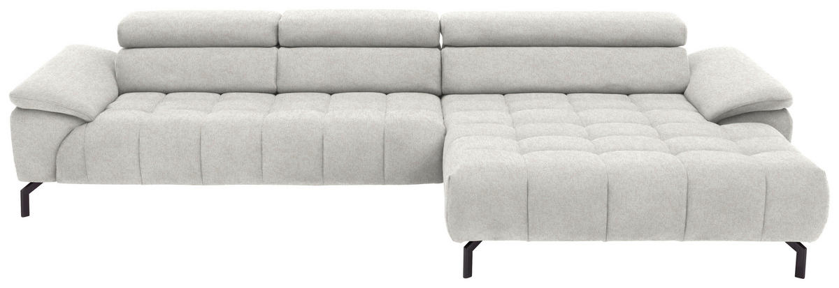 ECKSOFA in Chenille Beige  329/190 cm  - Beige/Schwarz, Design, Textil/Metall (329/190cm) - Beldomo Style