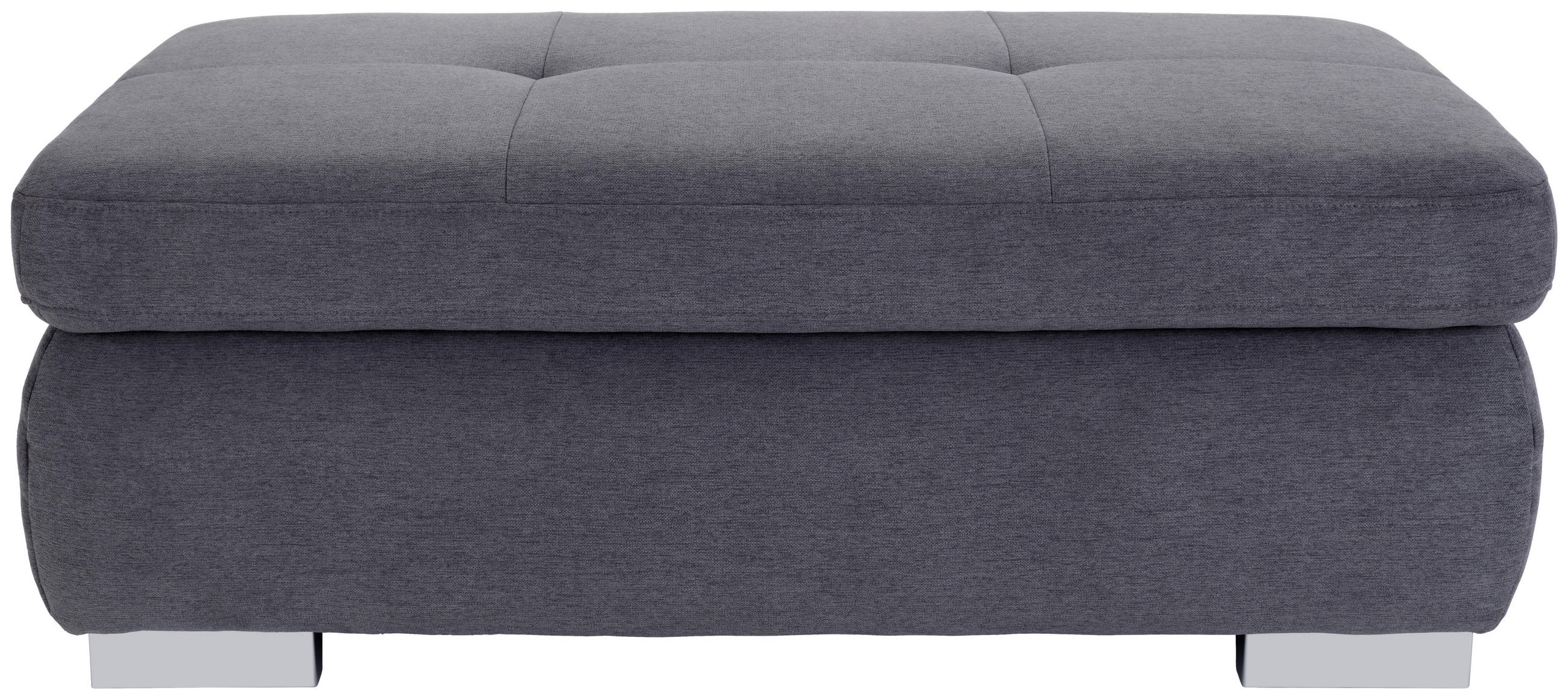 HOCKER Chenille, Mikrofaser Grau  - Chromfarben/Grau, MODERN, Textil/Metall (129/47/64cm) - Livetastic
