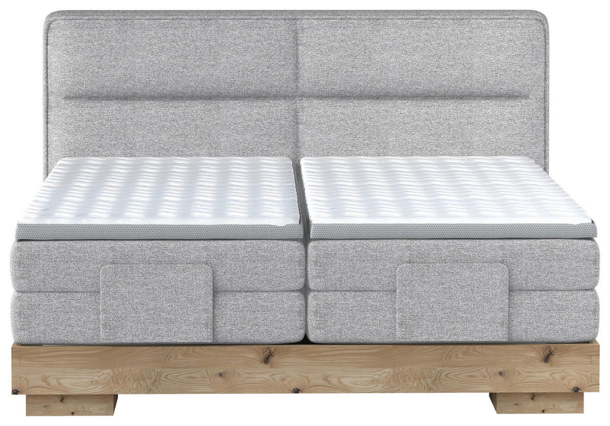 BOXSPRINGBETT 180/200 cm  in Eichefarben, Hellgrau  - Eichefarben/Hellgrau, Natur, Holz/Holzwerkstoff (180/200cm) - Valnatura