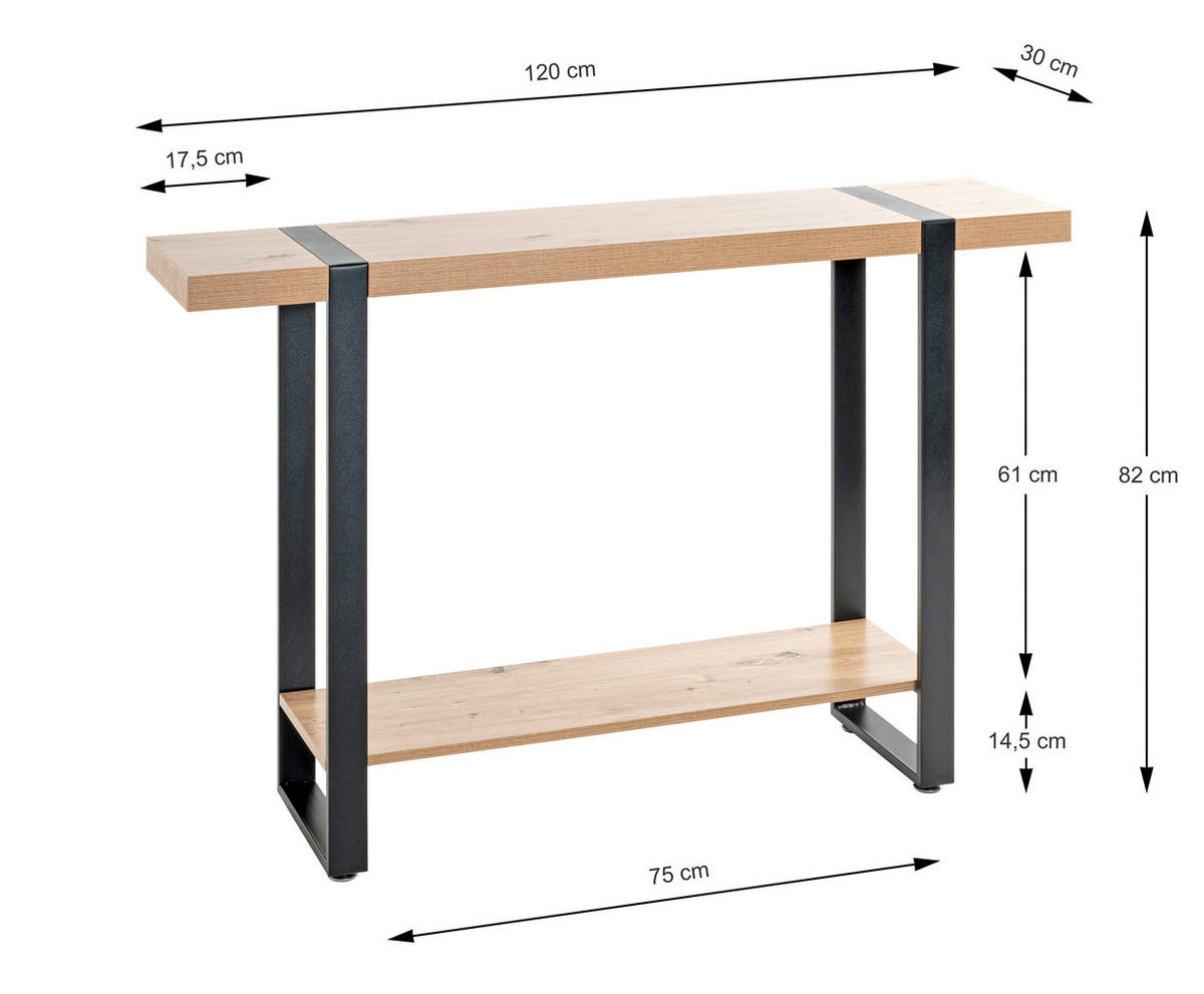 Konsolentisch mit Metall-Gestell in Schwarz kaufen