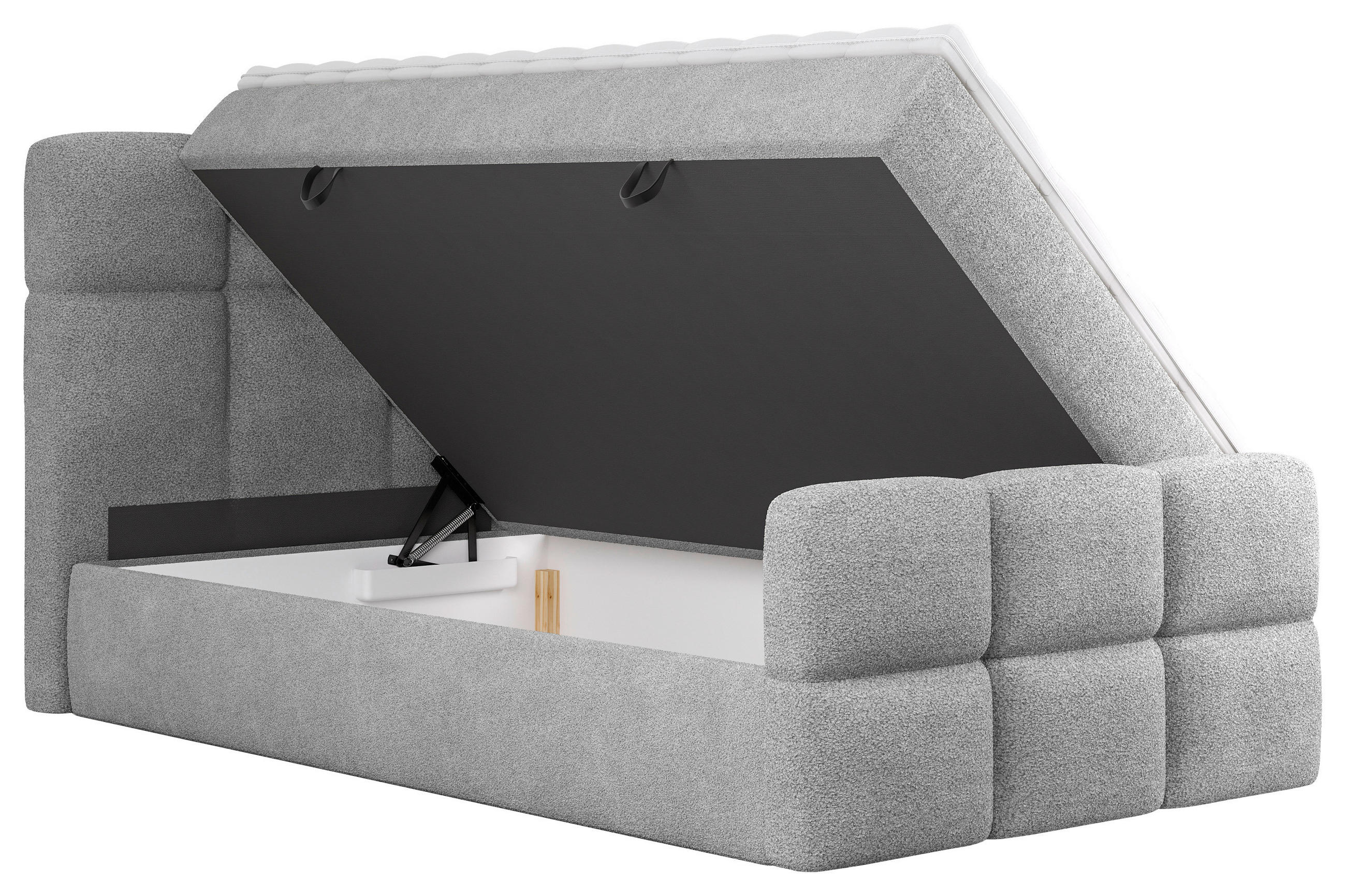 BOXBETT 120/200 cm  in Hellgrau  - Hellgrau/Schwarz, Design, Holzwerkstoff/Kunststoff (120/200cm) - Xora