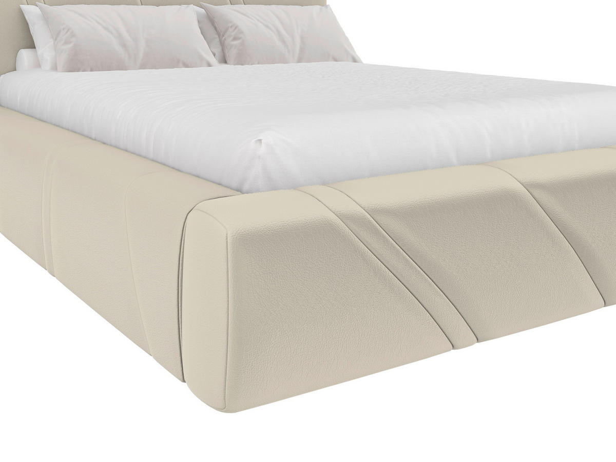 POLSTERBETT 140/200 cm,  in Beige, gepolstertes Kopfteil, Lattenrost, Bettkasten,  - Beige/Schwarz, Design, Holz/Kunststoff (140/200cm) - Chameo