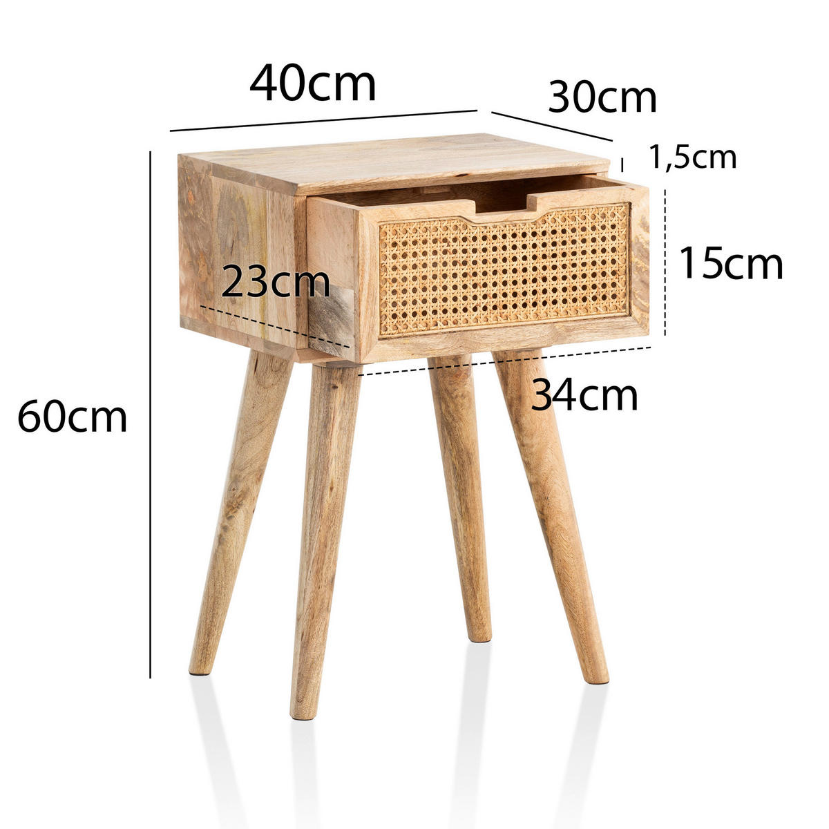 NOČNÝ STOLÍK, mangové drevo, prírodná farba, 40/60/30 cm - hnedá/prírodná farba, Lifestyle, drevo (40/60/30cm) - MID.YOU