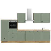 KÜCHENBLOCK 360 cm   in Eichefarben, Schilfgrün  - Schilfgrün/Eichefarben, MODERN, Holzwerkstoff/Metall (360cm) - Nobilia