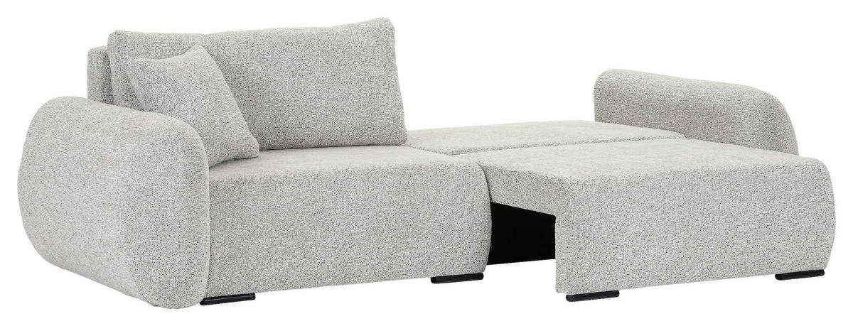 SCHLAFSOFA Flachgewebe Grau  inkl. Zierkissen, Rückenkissen, Bettkasten, Schlaffunktion, Rücken echt, Liegefläche im Originalstoff  - Schwarz/Grau, KONVENTIONELL, Kunststoff/Textil (250/74/92cm) - Carryhome