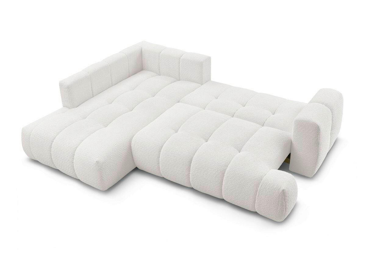 ECKSCHLAFSOFA EVEREST Bouclé Weiß  inkl. Rückenkissen, Schlaffunktion  - Schwarz/Weiß, MODERN, Kunststoff/Textil (204/282cm)