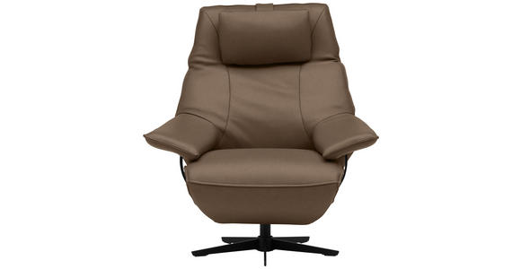 RELAXSESSEL in Leder Taupe  - Taupe/Schwarz, Design, Leder/Metall (92/79/82cm) - Dieter Knoll