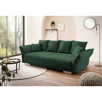BIGSOFA in Cord Dunkelgrün  - Chromfarben/Dunkelgrün, Modern, Kunststoff/Textil (242/71/90/131cm) - Livetastic