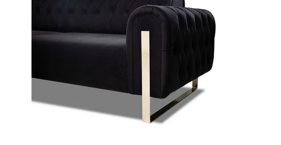 3-SITZER-SOFA  in Velours Schwarz  - Goldfarben/Schwarz, KONVENTIONELL, Textil/Metall (264/90/97cm) - Carryhome
