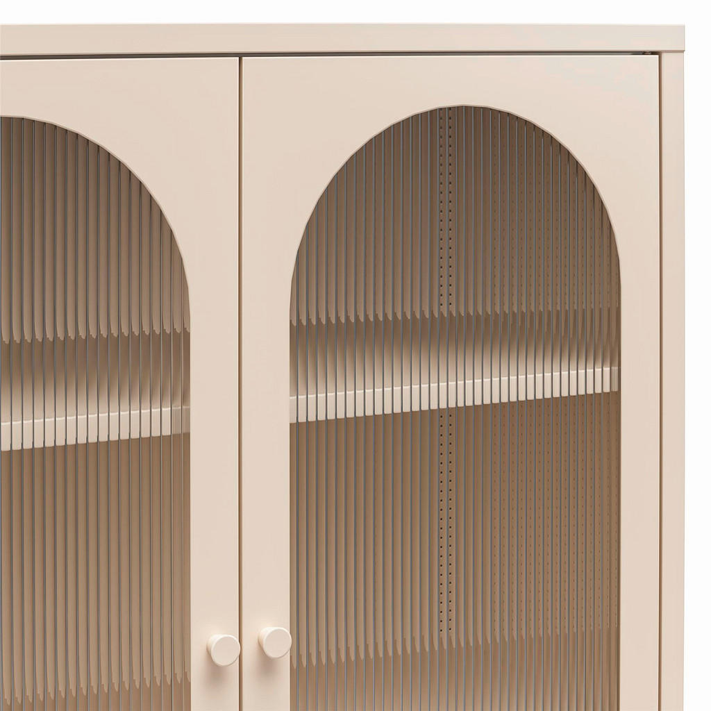 Thumbnail - Mid.you Highboard Luna,Creme, Metall, 3 Fächer, 80x102x40 cm, stehend, Wohnzimmer, Kommoden & Sideboards, Highboards