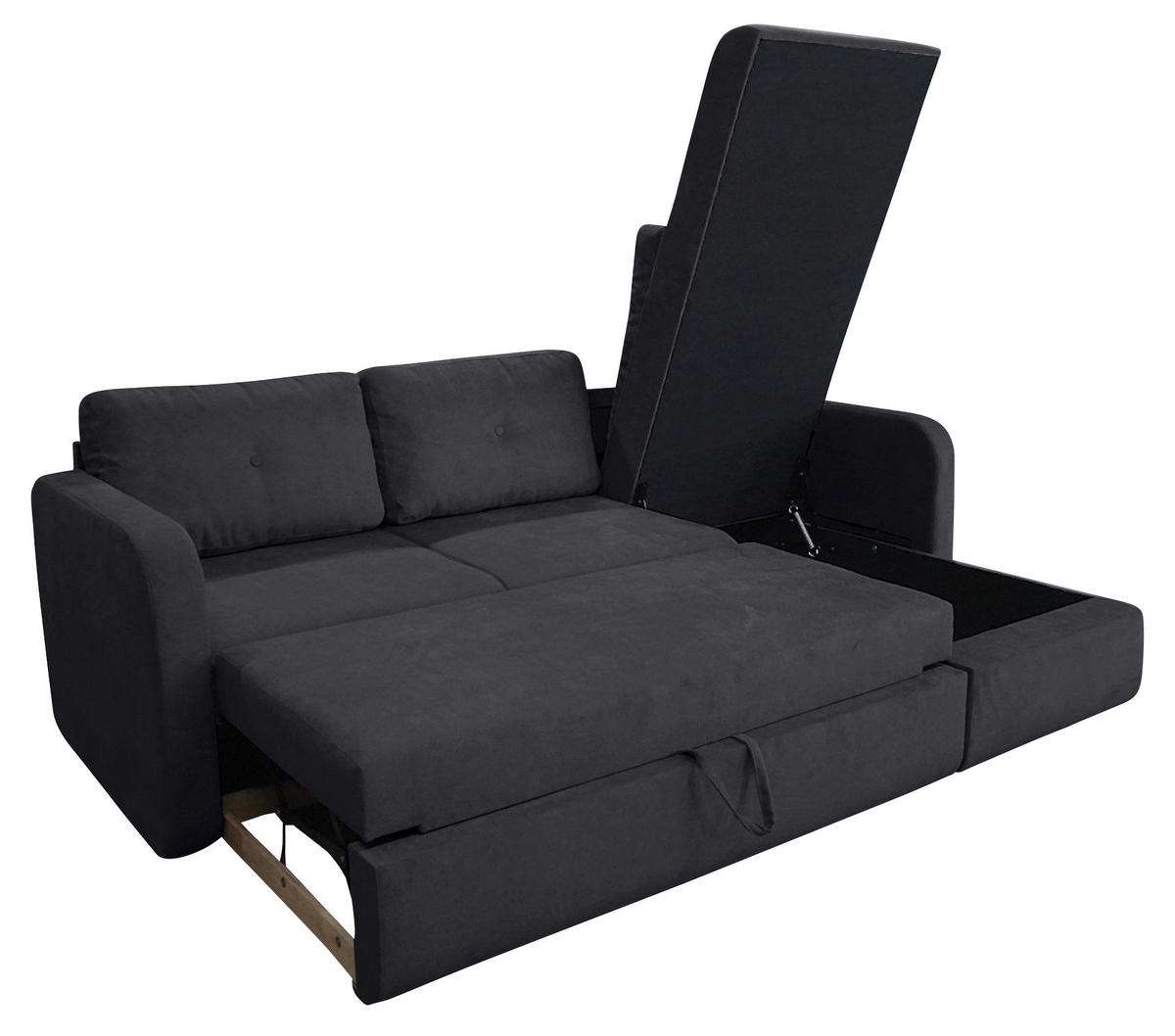 SEDEŽNA GARNITURA, žakar temno siva  - temno siva/črna, Trend, umetna masa/tekstil (214/144cm) - Livetastic