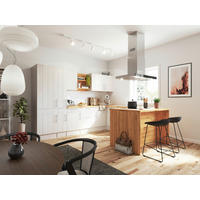 HÖRNKÖK 310/172 cm  i vit, lärkfärgad  - stålfärgad/vit, Lifestyle, metall/trämaterial (310/172cm) - Respekta