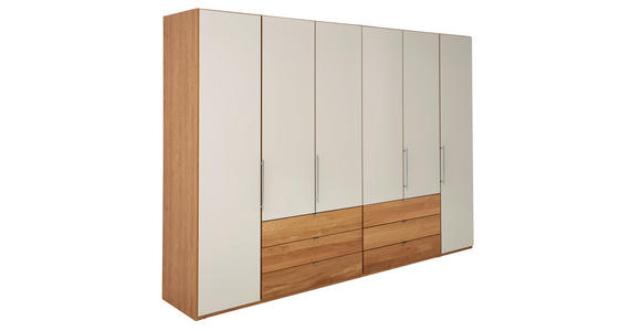 FALTTÜRENSCHRANK in Eichefarben, Champagner - Chromfarben/Champagner, KONVENTIONELL, Holz/Holzwerkstoff (300/216/58cm) - Dieter Knoll
