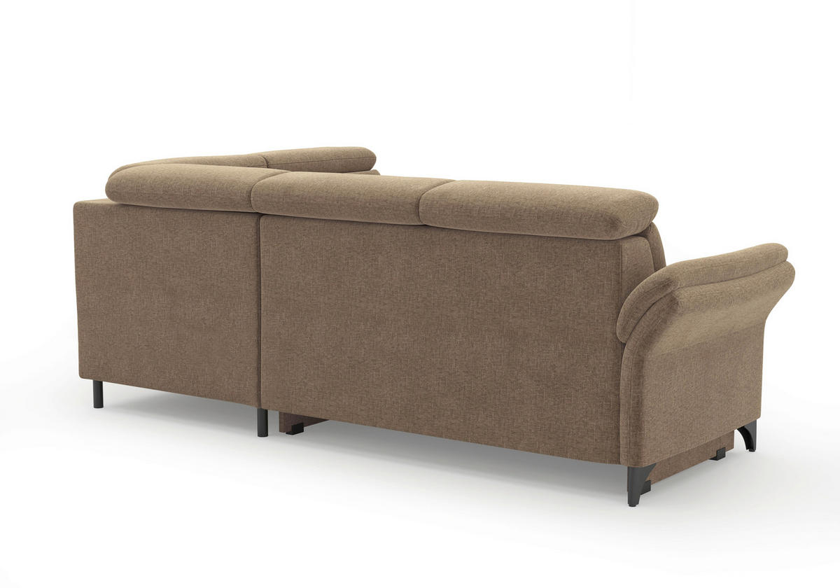 ECKSOFA Flachgewebe Hellbraun  - Hellbraun/Schwarz, Konventionell, Textil/Metall (247/193cm) - Sit & More
