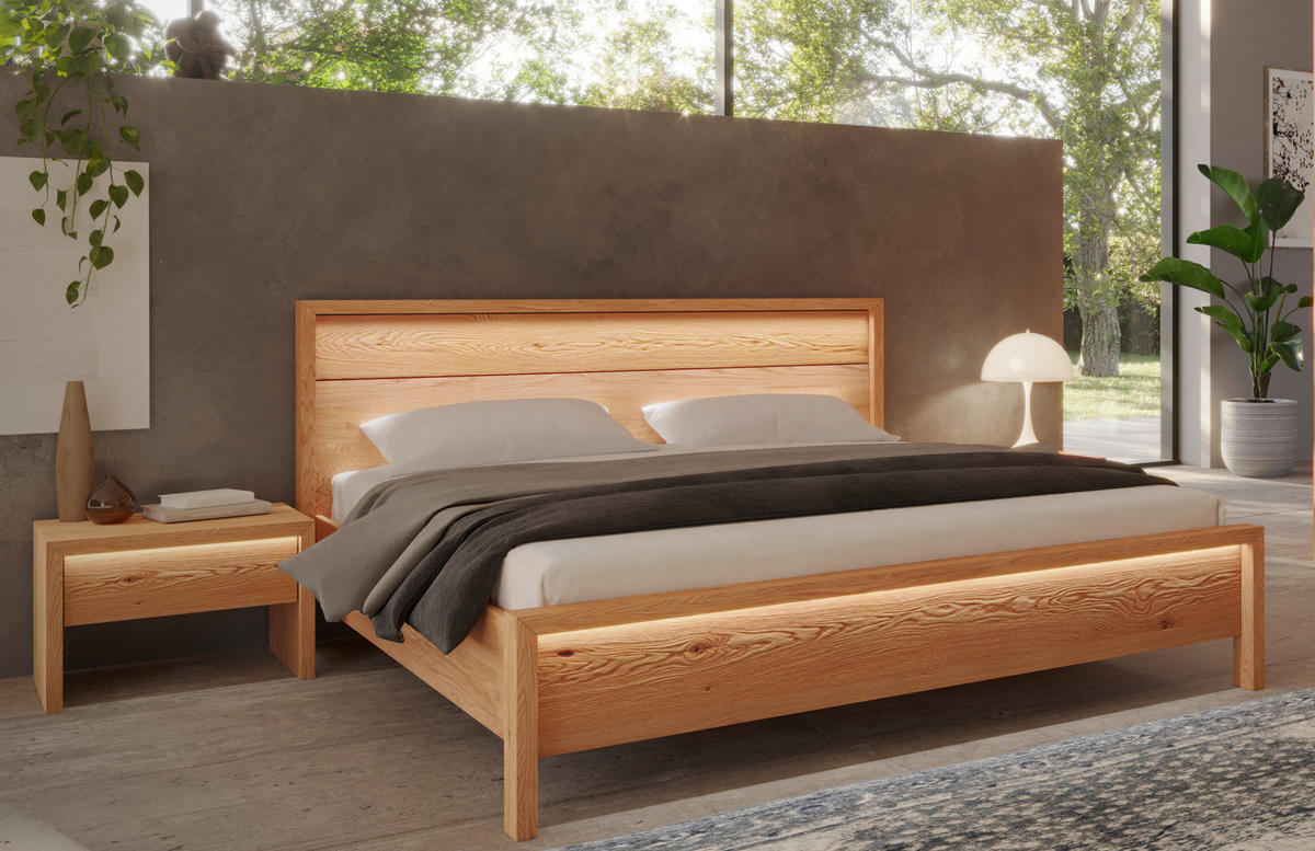 BETT  in Naturfarben, Kernbuche  - Naturfarben/Kernbuche, MODERN, Holz (186/101/212cm) - MID.YOU