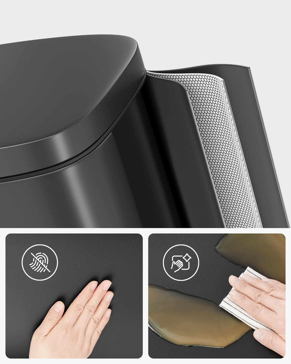 ABFALLSAMMLER 30 L  - Schwarz, Basics, Kunststoff/Metall (34,8/63,3/29,7cm)