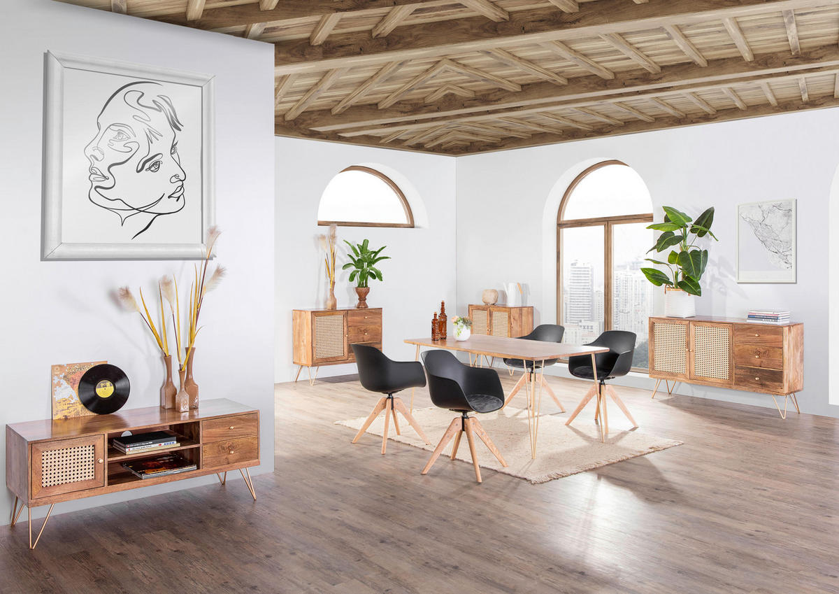 SIDEBOARD WIENER GEFLECHT  in 105/88/43 cm  - Goldfarben/Braun, LIFESTYLE, Holz/Metall (105/88/43cm) - Landscape