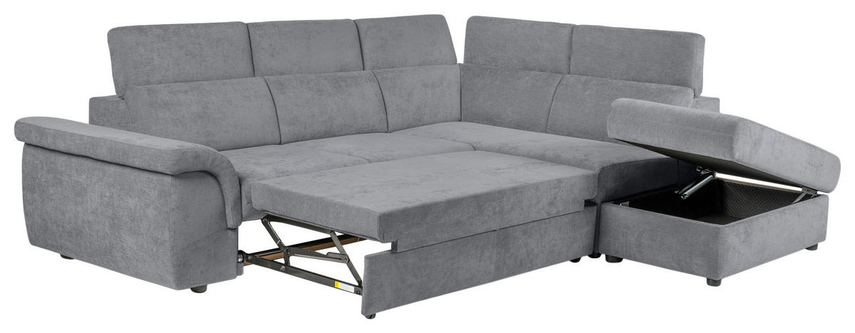 ECKSOFA Grau Flachgewebe  - Schwarz/Grau, KONVENTIONELL, Kunststoff/Textil (280/235cm) - Carryhome