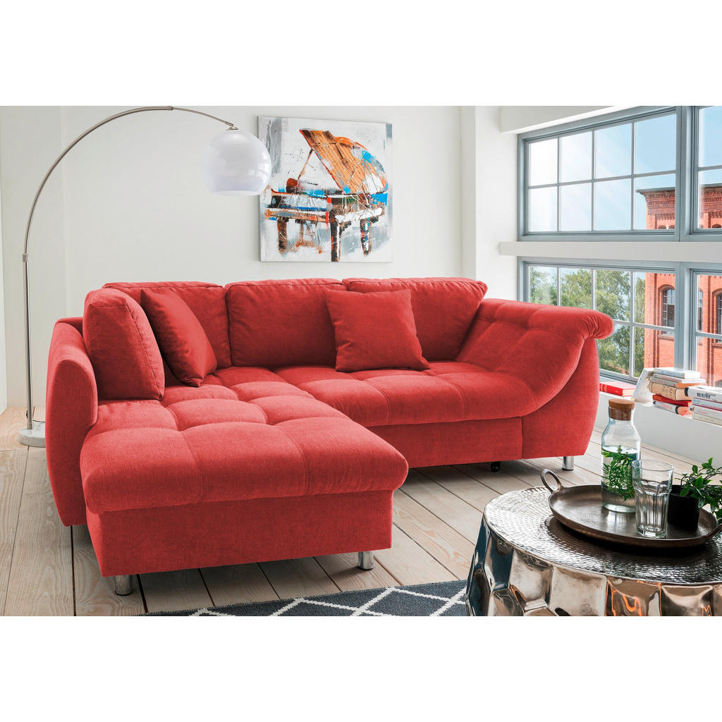 Thumbnail - Livetastic Ecksofa, Rot, Textil, Uni, 3-Sitzer, Füllung: Schaumstoff, L-Form, 250x190 cm, Made in EU, Wohnzimmer, Sofas ...