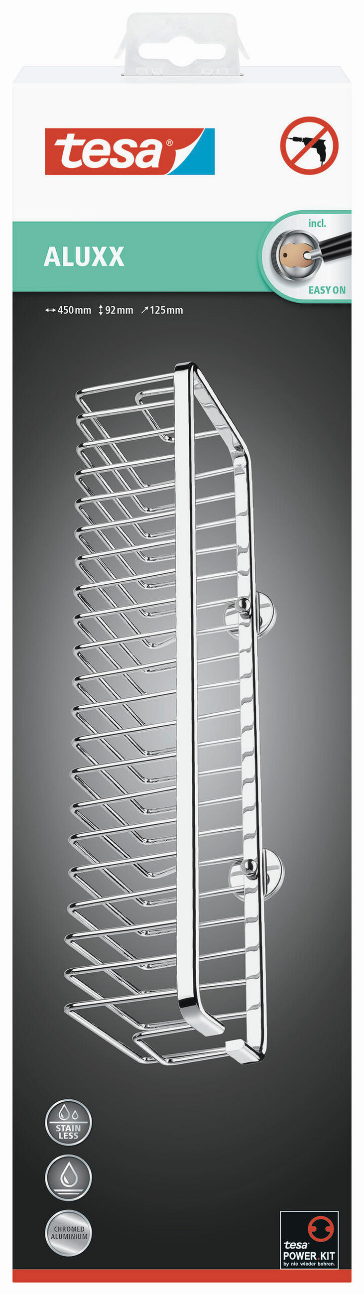 DUSCHABLAGE - Chromfarben, Basics, Metall (45/12,5/9,2cm) - Tesa