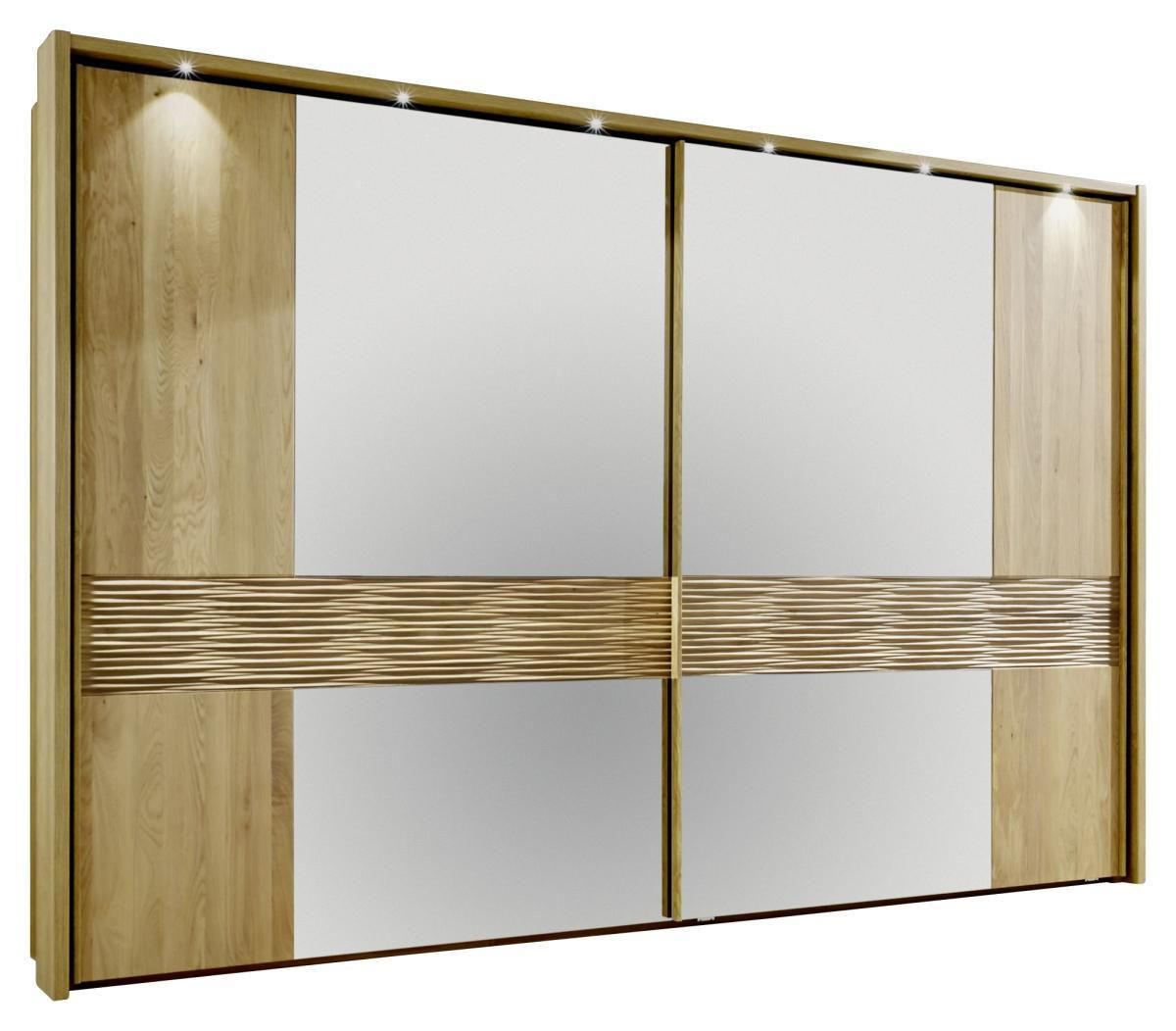  SCHWEBETÜRENSCHRANK 250/217/67 cm 2-türig  - Chromfarben/Eichefarben, Konventionell, Holz/Holzwerkstoff (250/217/67cm) - Dieter Knoll