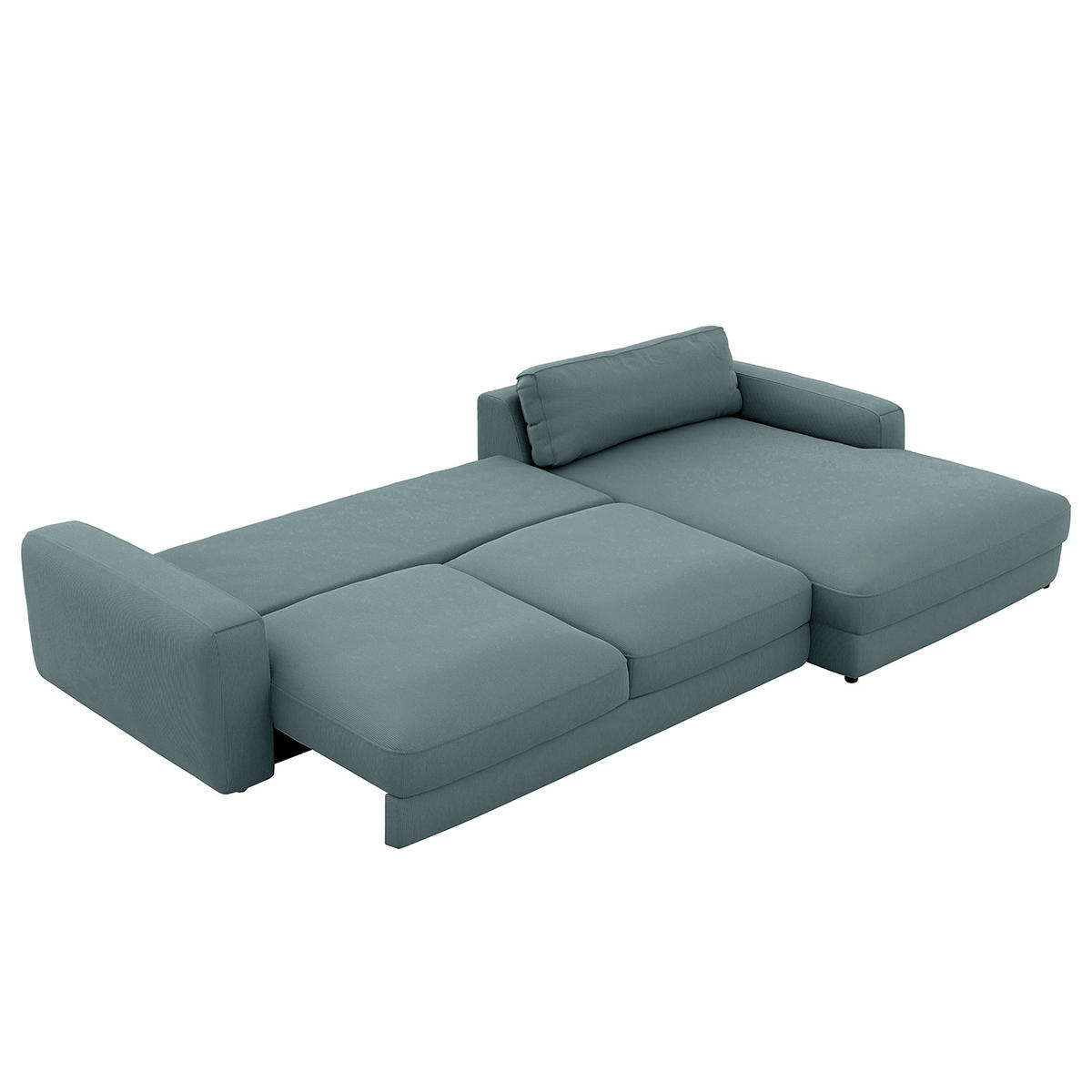 ECKSOFA Cord Blaugrau  - Blaugrau/Schwarz, Modern, Textil (303/176cm) - Trendmanufaktur