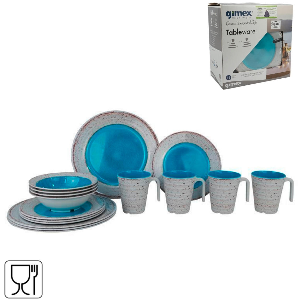 KOMBI SERVIS    16-dijelni    - siva/plava, Basics, plastika (27/18/27cm)