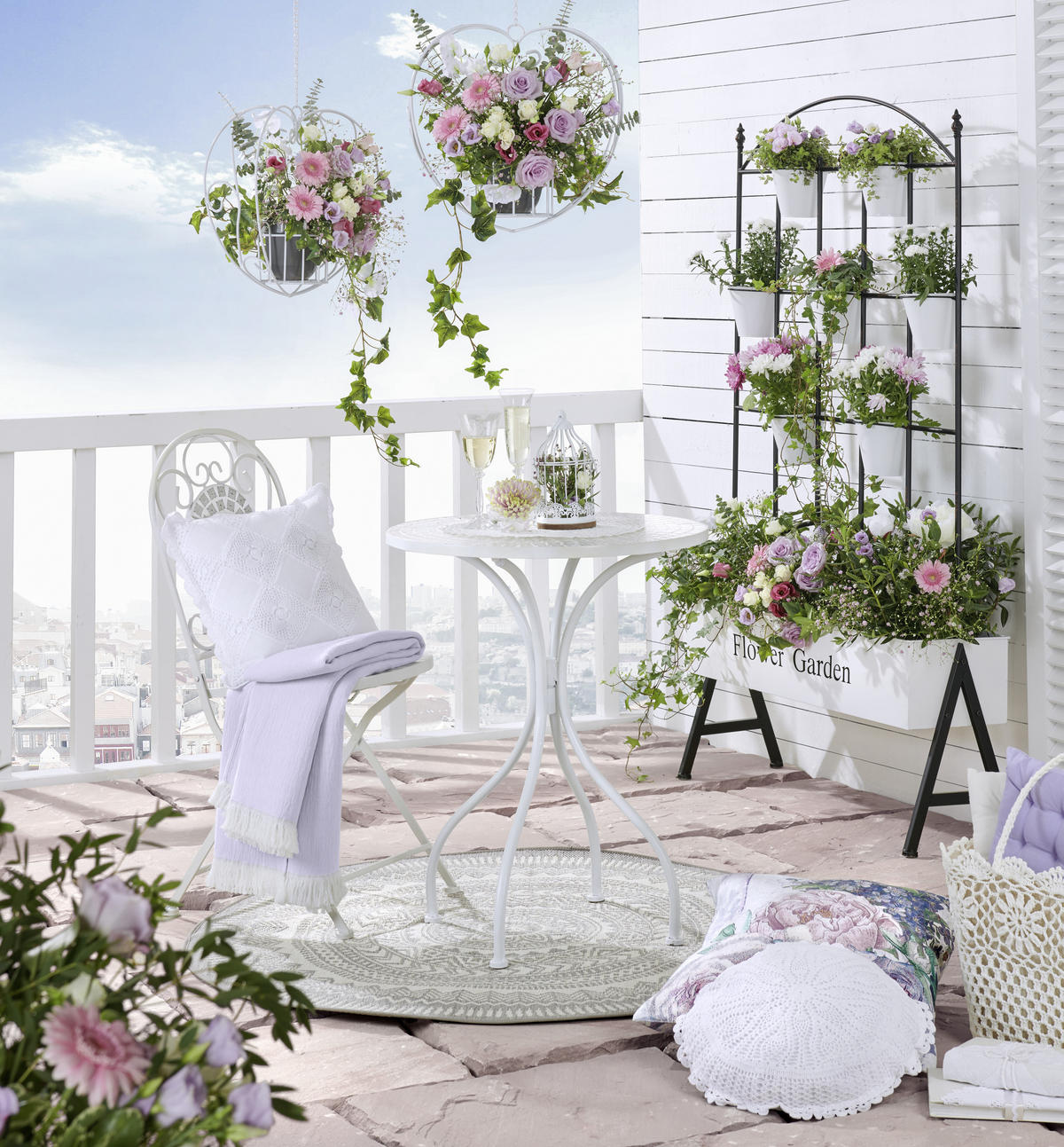 ZÁVESNÉ KVETINÁČE kov, 39/39/14 cm - biela, Trend, kov (39/39/14cm) - Ambia Home