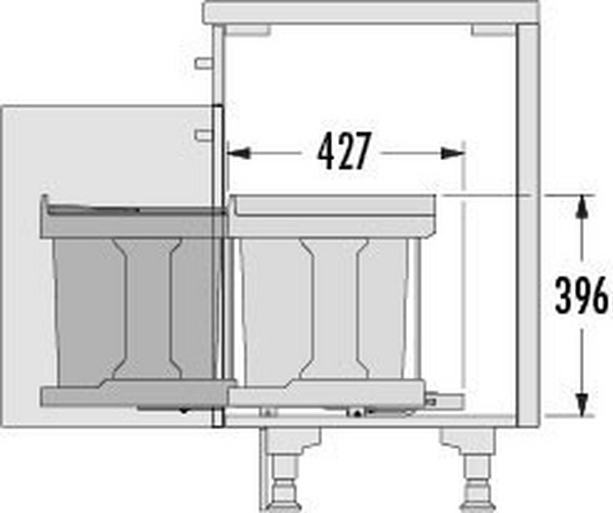 EINBAUABFALLSAMMLER 20 l  Metall  - Dunkelgrau/Anthrazit, Basics, Kunststoff/Metall (24,5/39,6/43,5cm) - HKT