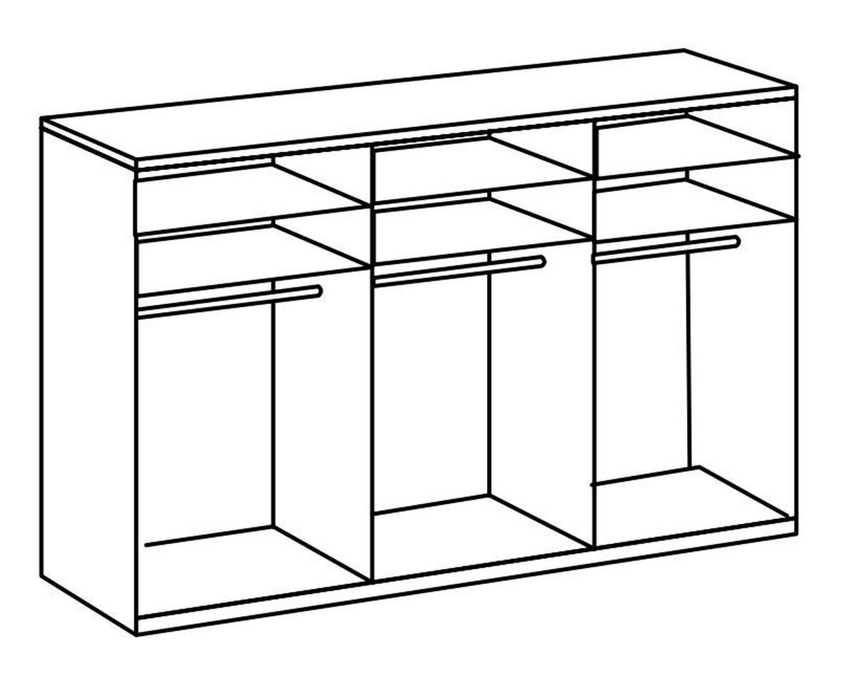 DREHTÜRENSCHRANK 300/236/58 cm 6-türig Weiß, Eichefarben  - Chromfarben/Eichefarben, MODERN, Holzwerkstoff (300/236/58cm) - MID.YOU