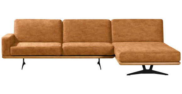 ECKSOFA in Flachgewebe Gelb  - Gelb/Schwarz, Natur, Holz/Textil (326/170cm) - Valnatura