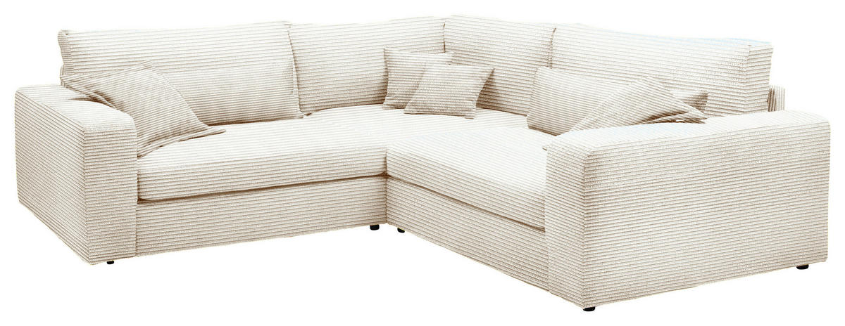 ECKSOFA Cord Creme  - Creme/Schwarz, Konventionell, Kunststoff/Textil (248/248cm) - Carryhome